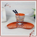 ceramic chocolate fondue set with fork